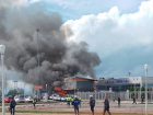 Появилось видео с крупного пожара в районе аэропорта Минеральных Вод