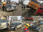 Эвакуатор уронил «Тойоту Лэнд Крузер» на «Тойоту-Камри» в Ставрополе