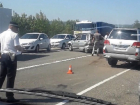 Огромная пробка образовалась под Ставрополем из-за ДТП с 4 автомобилями