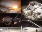 Иномарка врезалась в "Ладу Калину" и снесла 4 авто на парковке в Пятигорске