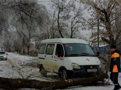  Обледеневшее дерево упало на машину скорой помощи в селе Левокумском