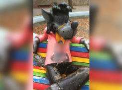 Неизвестные вандалы нарисовали неприличный рисунок на фигуре волка в Минеральных Водах