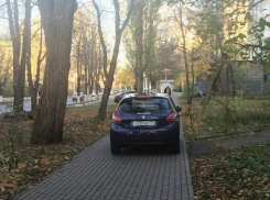 Припаркованная посреди тротуара иномарка возмутила жителей Ставрополя 
