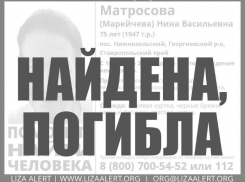 Пропавшую 76-летнюю жительницу Ставрополья обнаружили мертвой