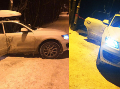В Пятигорске на горе Машук в снегу застрял автомобиль «Ауди»