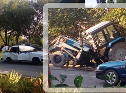 Трактор развалился на части в лобовом столкновении с «семеркой» на Ставрополье