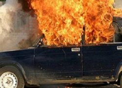 «Семёрка» загорелась после ДТП на одной из трасс Ставрополья