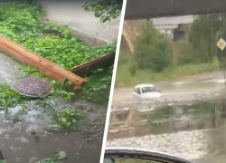 Затонувшие по уши машины и гейзеры на улицах: жители Кисловодска делятся кадрами после ливня