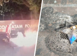 Вандал устроил сожжение венков на мемориале «Воинской Славы» в Кисловодске