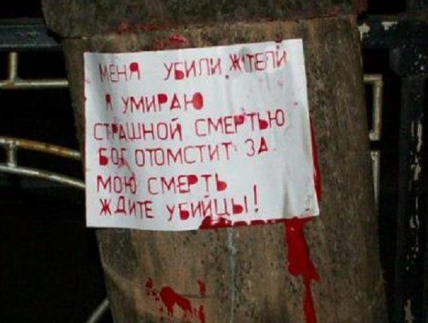 «Бог отомстит за мою смерть»: неизвестные художники оставили зловещее послание и залили «кровью» дерево рядом с музеем в Железноводске