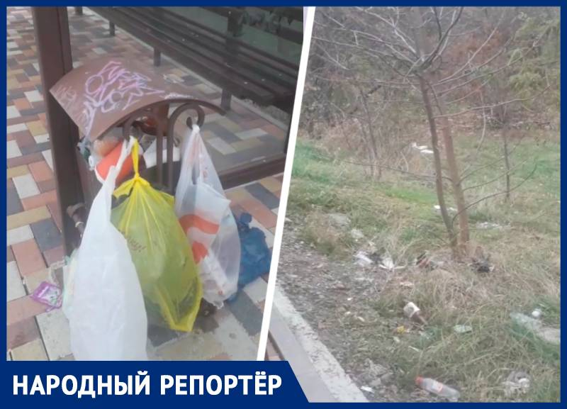 «Убирать надо вовремя»: грязь на остановке в Ставрополе раздражает местных жителей