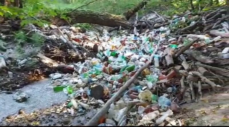 Река Чла «утонула» в пластиковых бутылках и отходах в Ставрополе