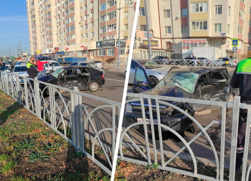 В Ставрополе на выезде из Олимпийского столкнулись две легковушки