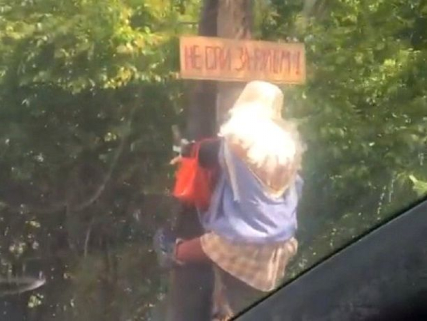 Сердитая Баба-Яга на столбе запрещает водителям  спать за рулем в Ставрополе