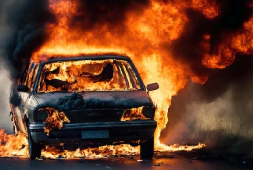 В Ставрополе в центре города горел автомобиль