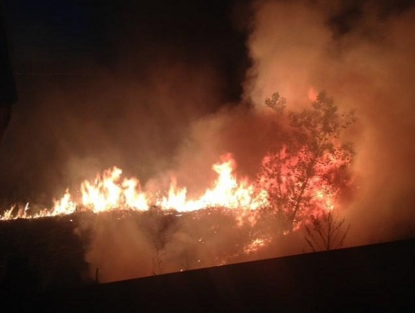 Крупный пожар разгорелся после ДТП с мотоциклом под Ставрополем 