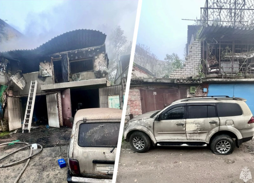 Ночной пожар в гаражах Ставрополя уничтожил 3 автомобиля и мототехнику