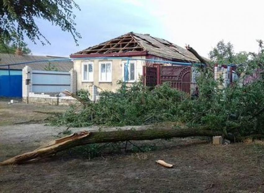 Штормовой ветер сорвал крыши с домов и повалил деревья в селе на Ставрополье