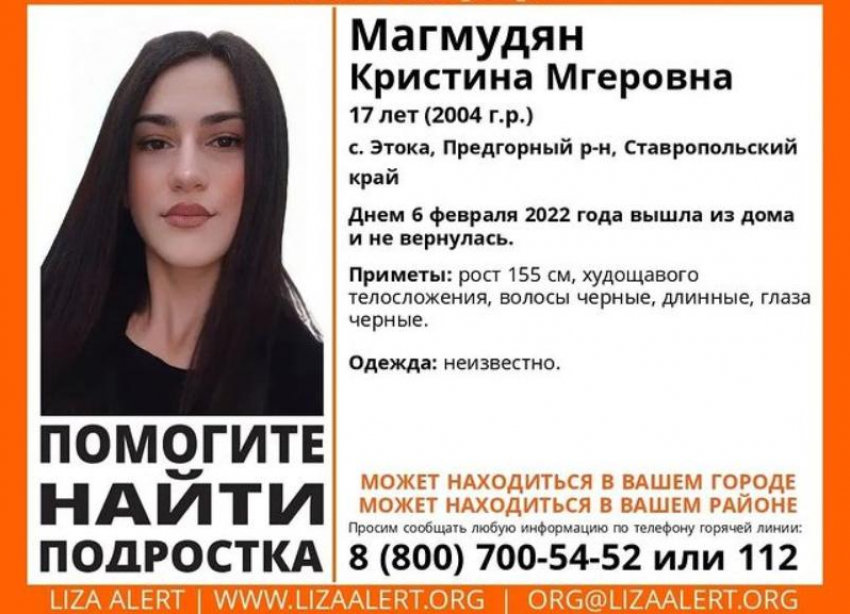 На Ставрополье пропала 17-летняя девушка
